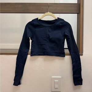 lululemon athletica Dark Blue Long Sleeve Crop Top